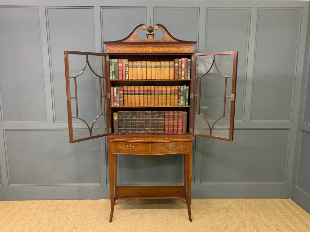 Edwards and Roberts Inlaid Mahogany Bookcase Cabinet View XIV