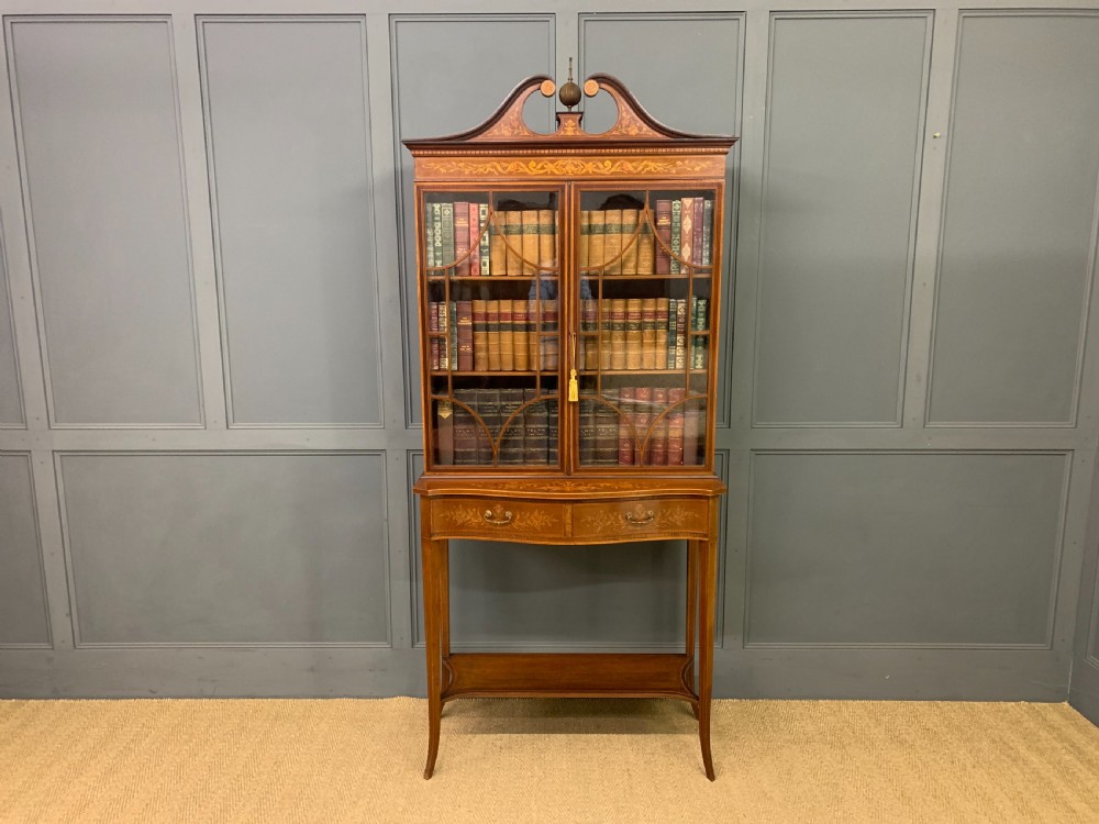 Edwards and Roberts Inlaid Mahogany Bookcase Cabinet View XV