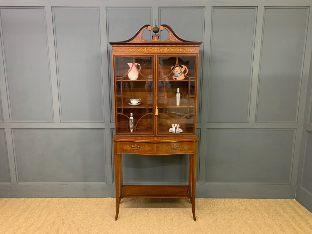 Edwards and Roberts Inlaid Mahogany Bookcase Cabinet View XVI