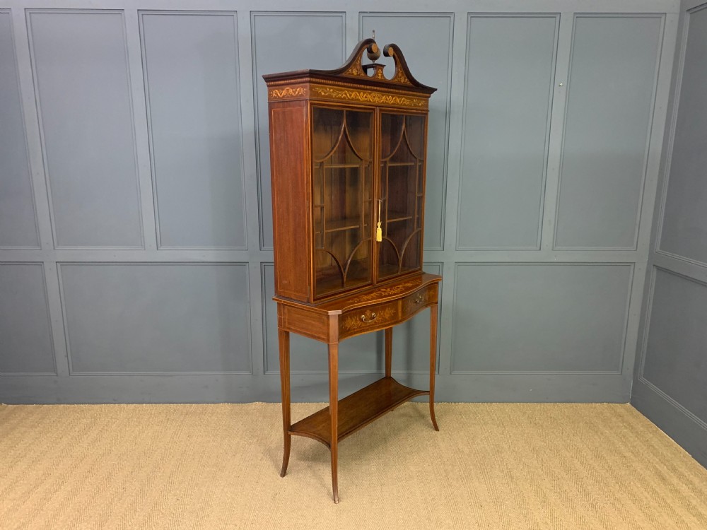 Edwards and Roberts Inlaid Mahogany Bookcase Cabinet View XVII