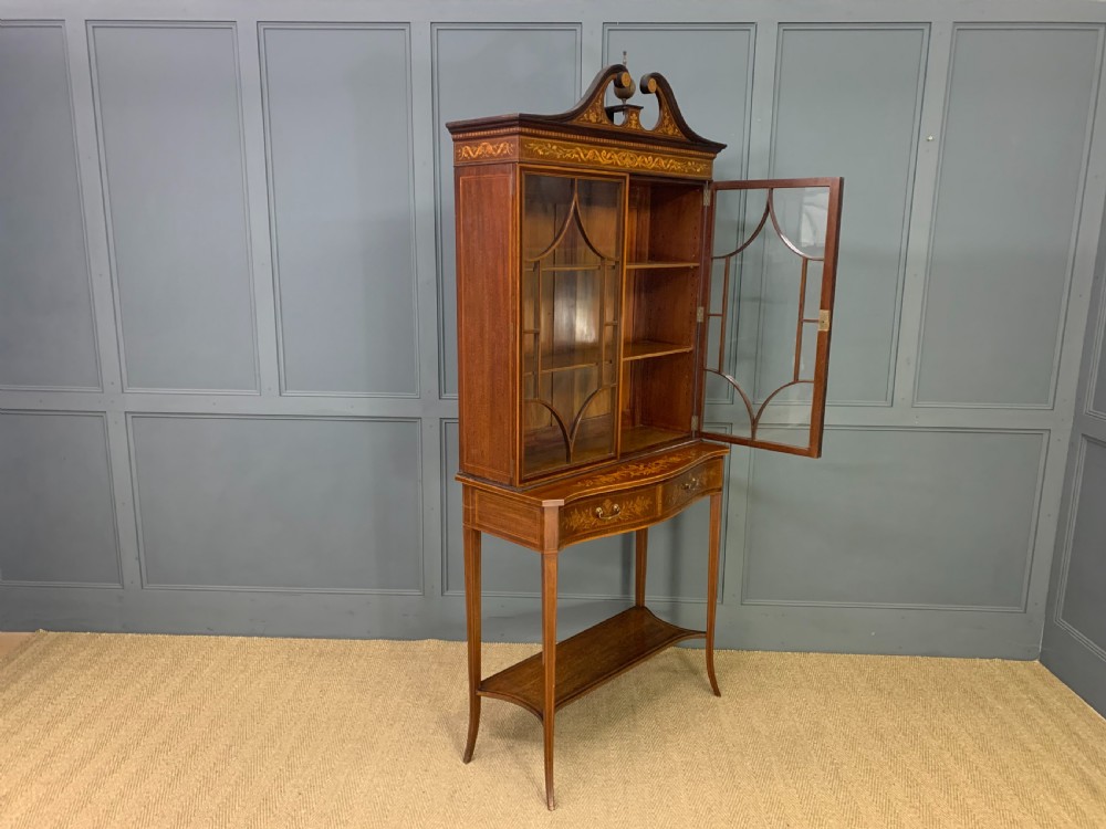 Edwards and Roberts Inlaid Mahogany Bookcase Cabinet View XX