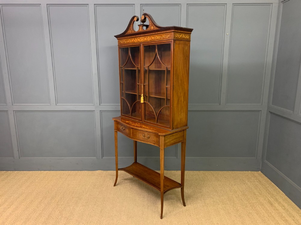 Edwards and Roberts Inlaid Mahogany Bookcase Cabinet View XXI