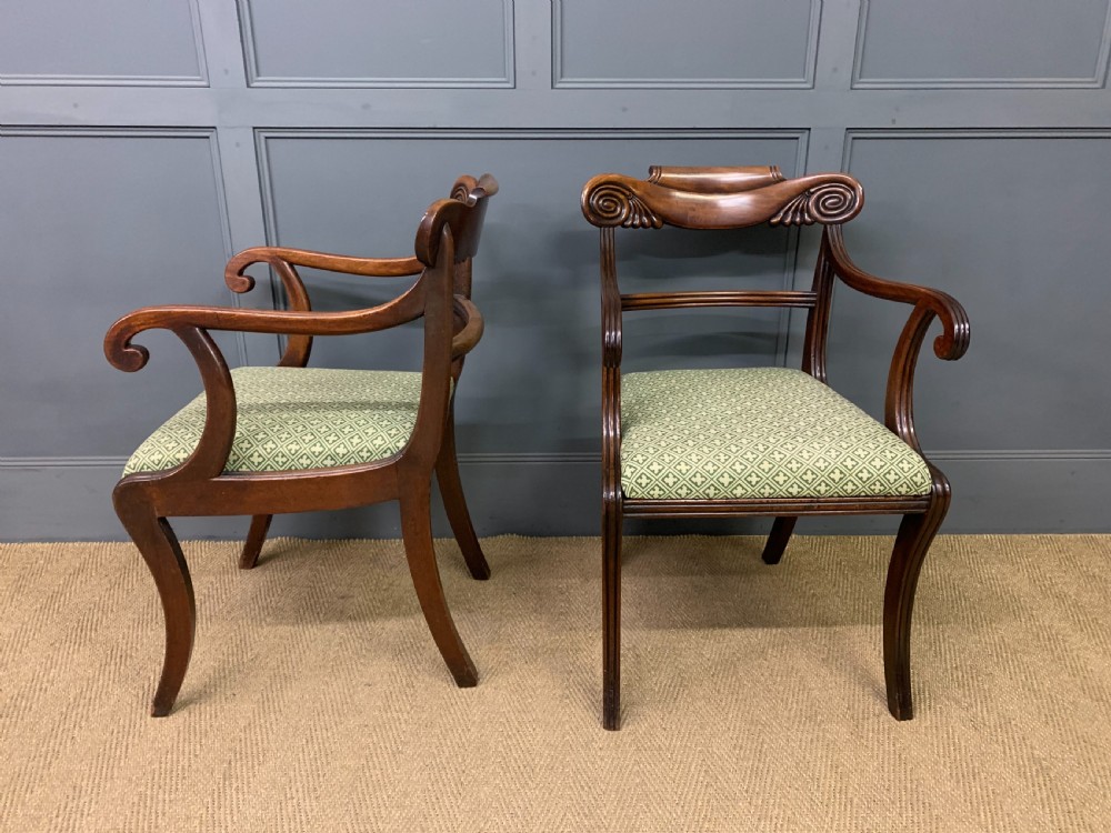 Pair of Regency Mahogany Scroll Armchairs View IV