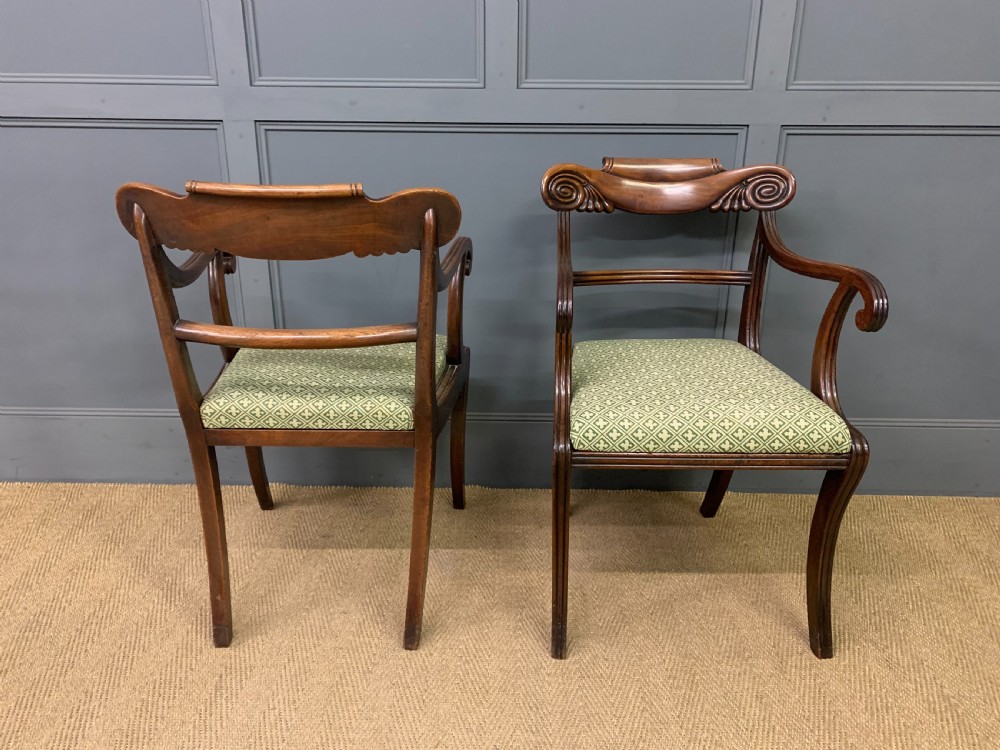 Pair of Regency Mahogany Scroll Armchairs View V