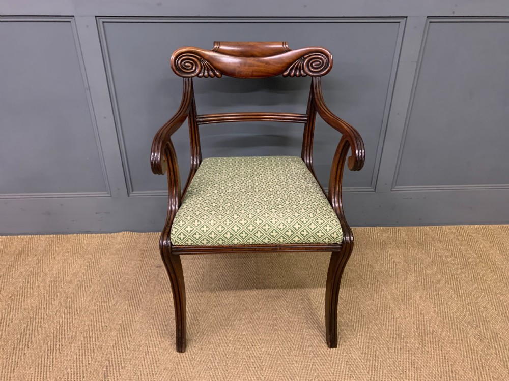Pair of Regency Mahogany Scroll Armchairs View VI