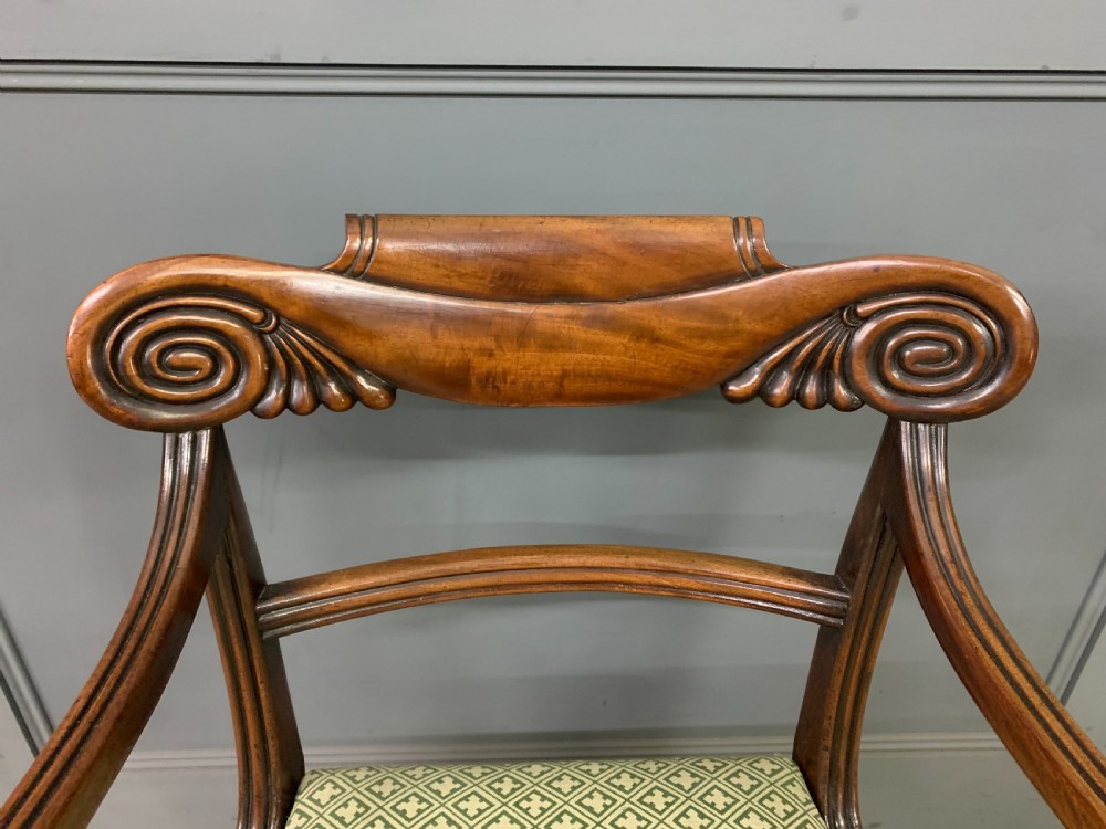 Pair of Regency Mahogany Scroll Armchairs View VII