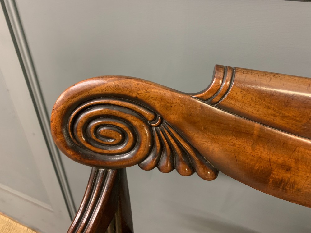 Pair of Regency Mahogany Scroll Armchairs View VIII