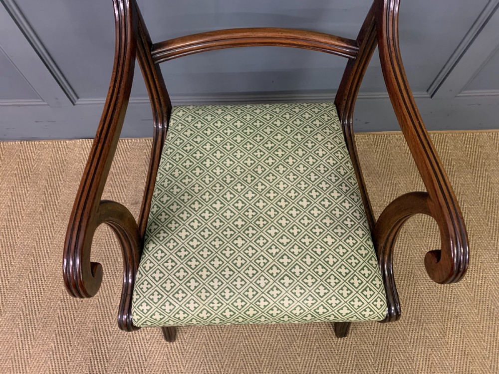 Pair of Regency Mahogany Scroll Armchairs View IX
