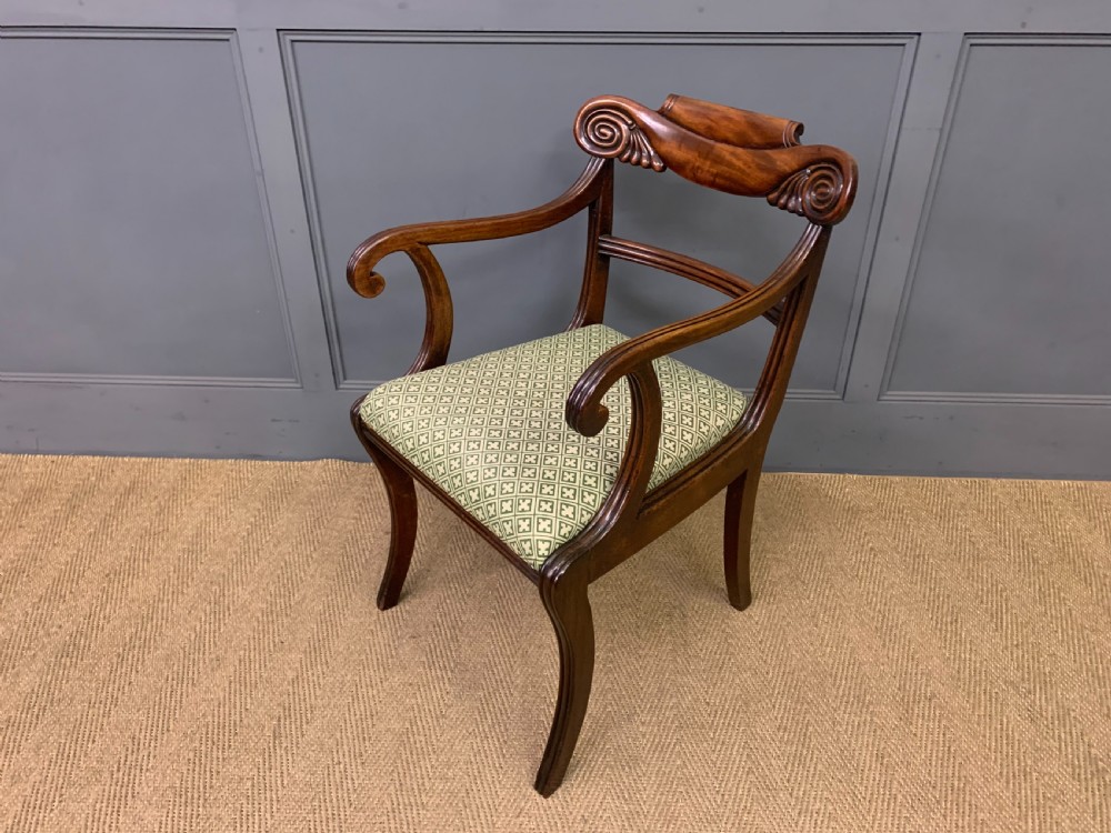 Pair of Regency Mahogany Scroll Armchairs View XII