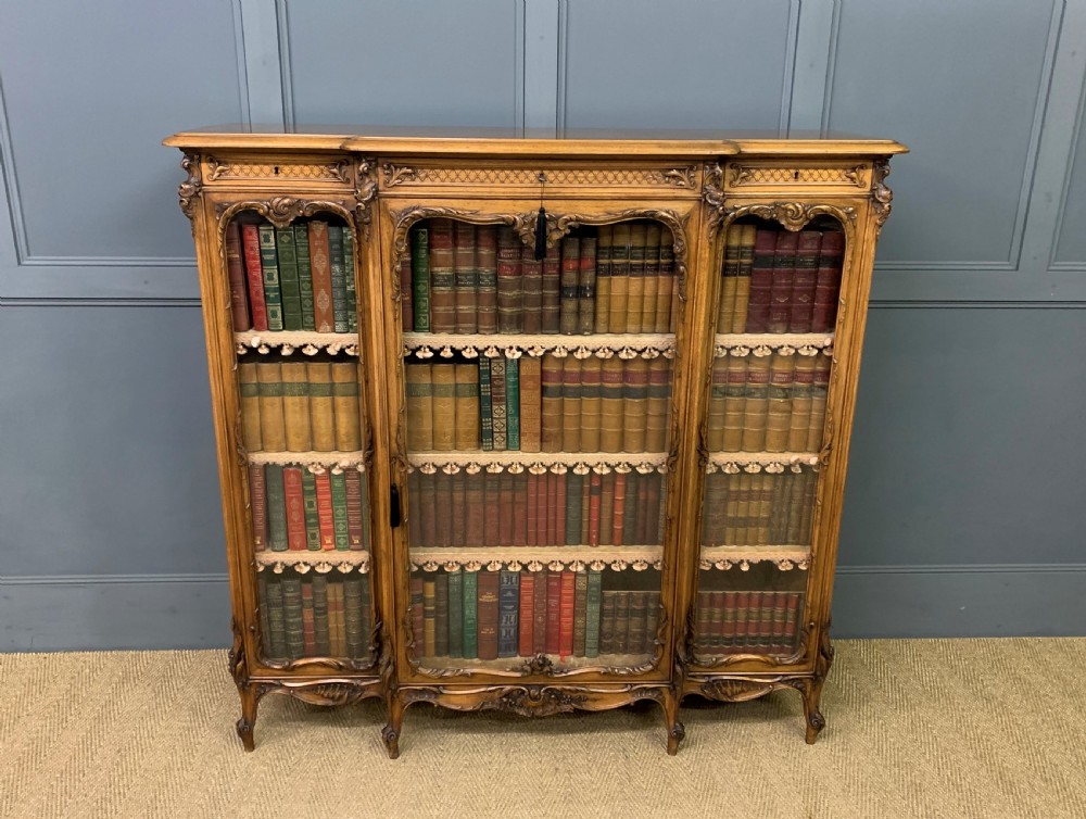 French Parquetry Walnut Bookcase
