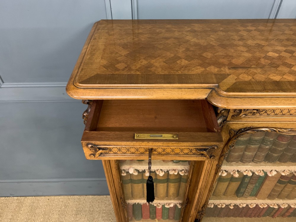 French Parquetry Walnut Bookcase View X