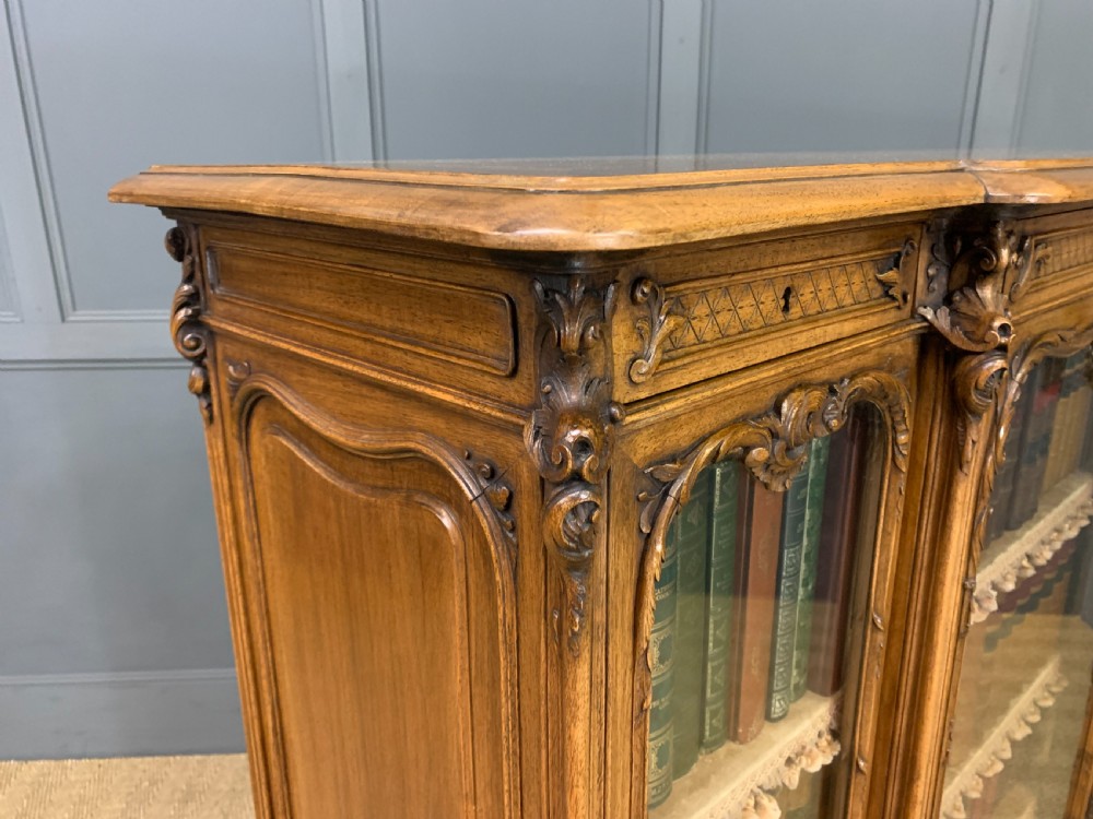 French Parquetry Walnut Bookcase View XIX