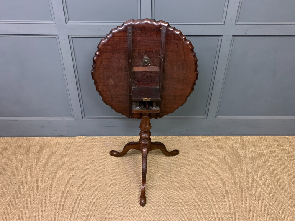 19th Century Mahogany Pie Crust Tripod Table View X