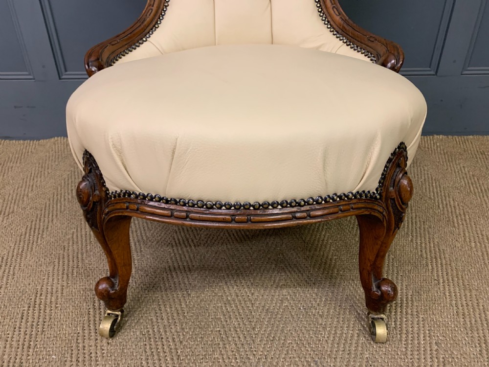 Leather Upholstered Victorian Ladies Chair View II