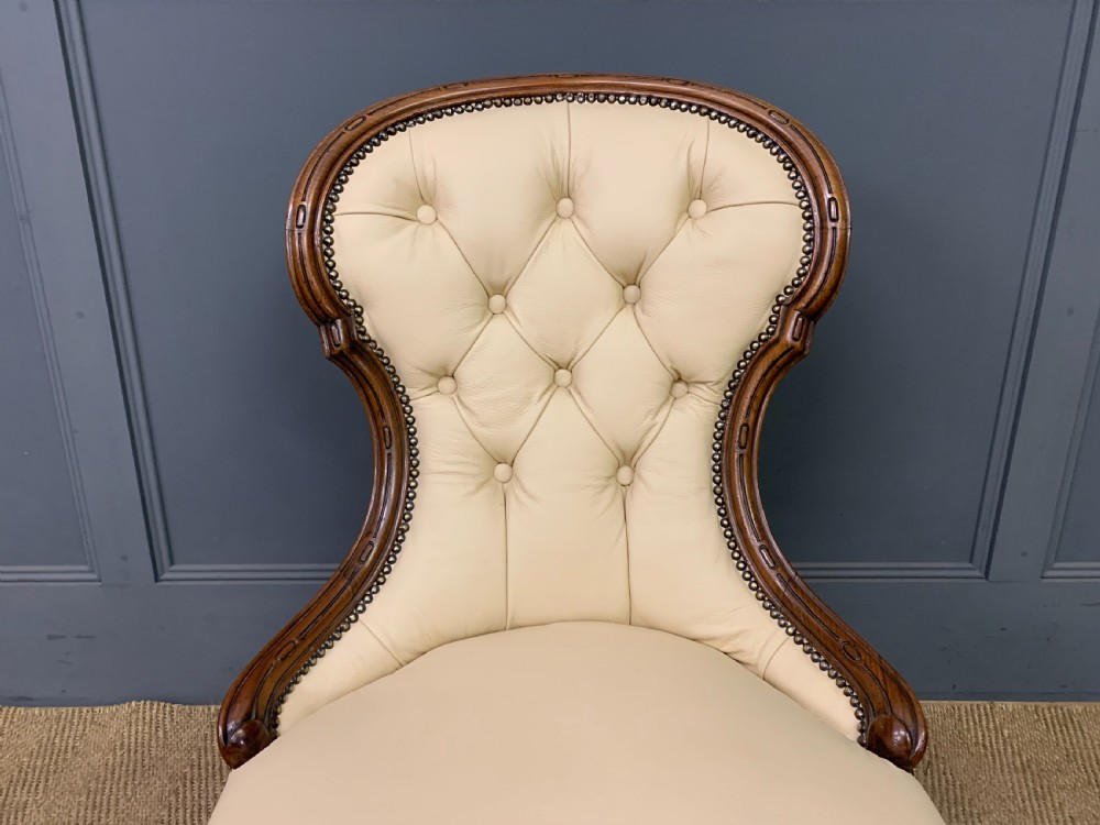Leather Upholstered Victorian Ladies Chair View III