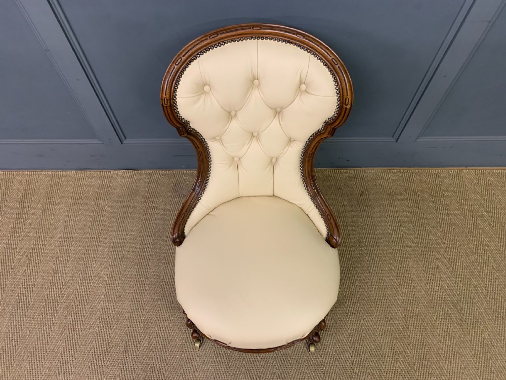 Leather Upholstered Victorian Ladies Chair View IV