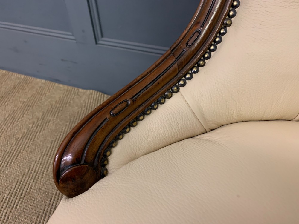 Leather Upholstered Victorian Ladies Chair View V