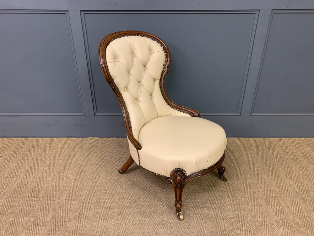 Leather Upholstered Victorian Ladies Chair View VII