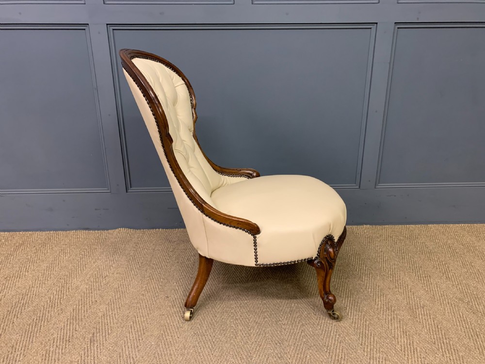 Leather Upholstered Victorian Ladies Chair View VIII