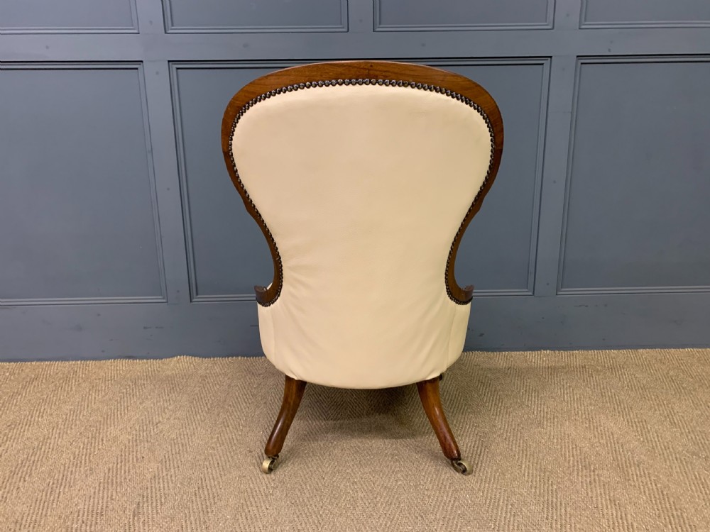 Leather Upholstered Victorian Ladies Chair View IX