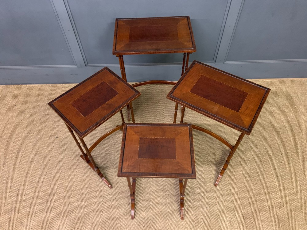 Edwardian Inlaid Mahogany Nest of 4 Tables View XII