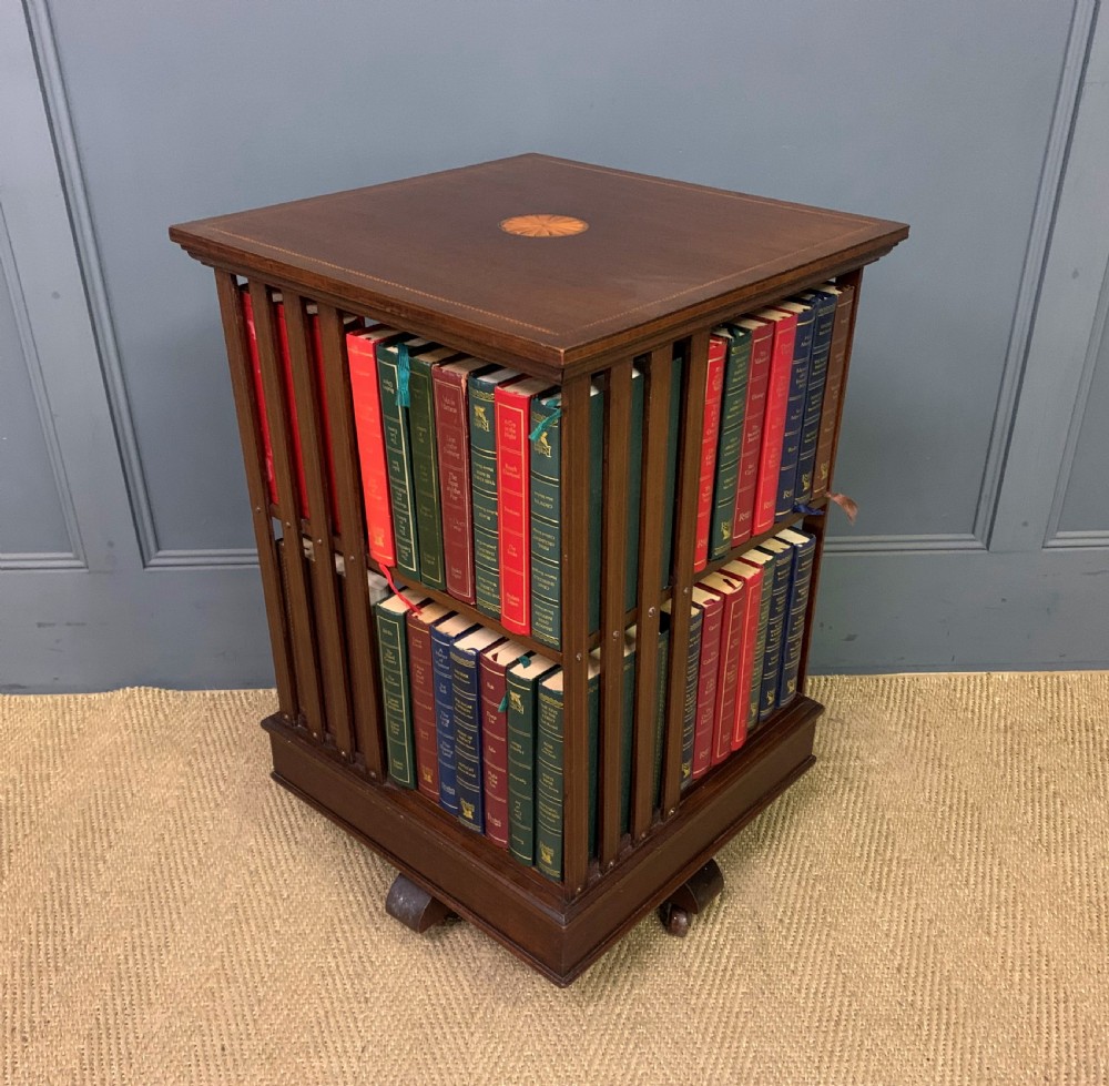 Inlaid Mahogany Revolving Bookcase