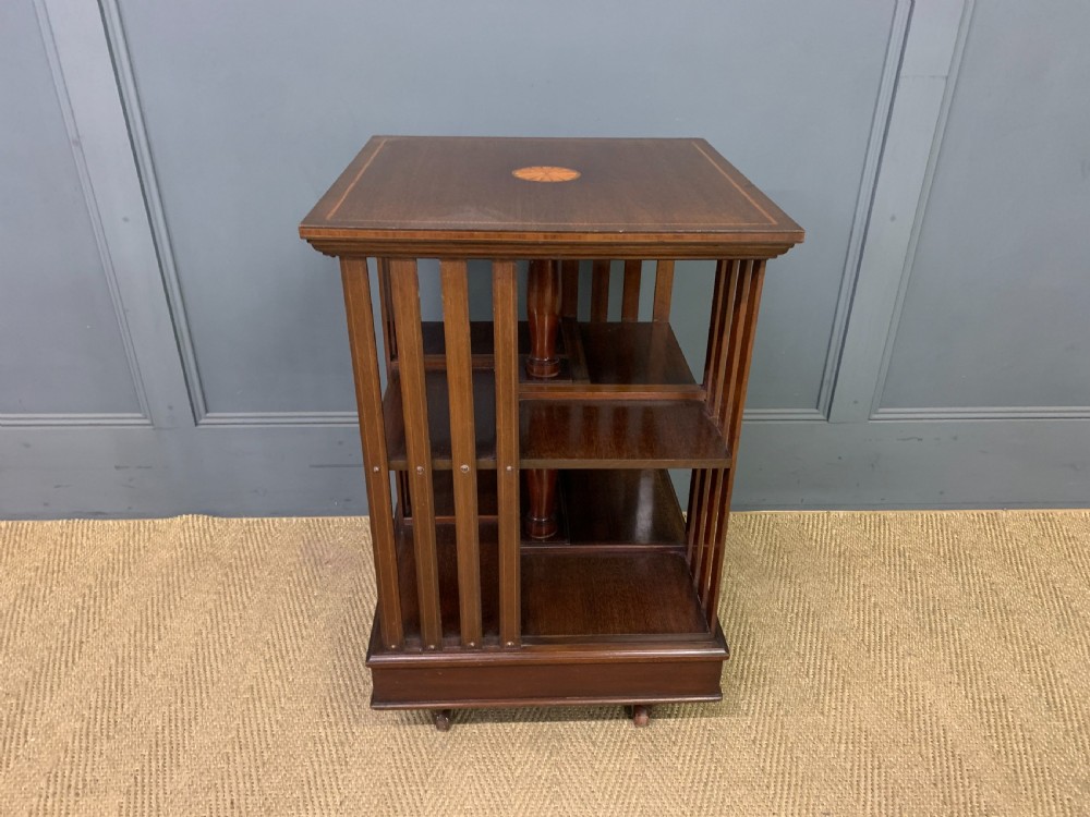 Inlaid Mahogany Revolving Bookcase View II