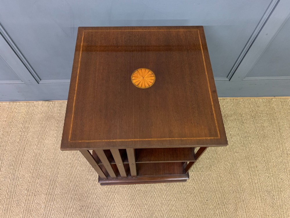 Inlaid Mahogany Revolving Bookcase View III