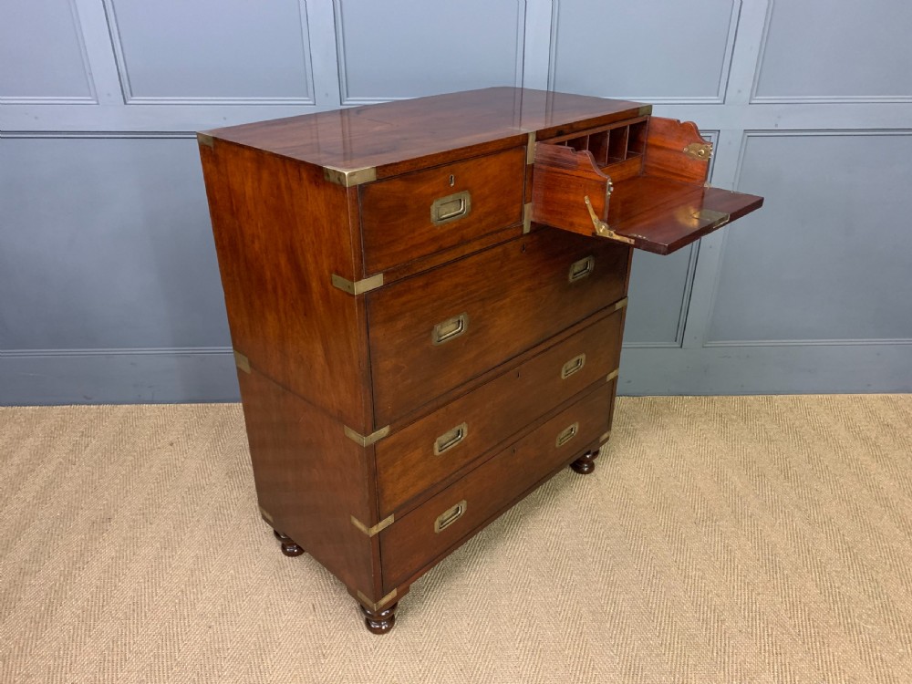 Victorian Secretaire Military Chest by H Pratt of New Bond Street, London View XVI