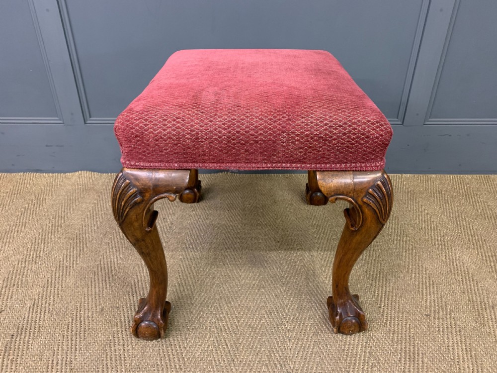 Queen Anne Style Walnut Stool View V