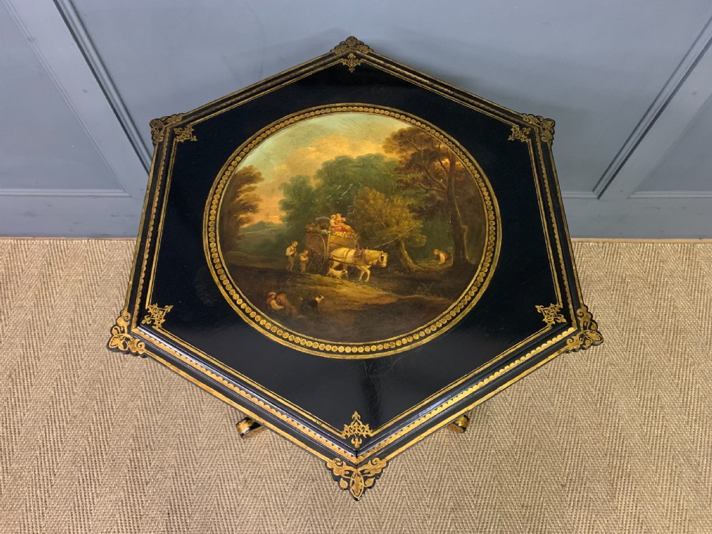 Victorian Parcel Gilt Ebonised Snap Top Tripod Table View VII