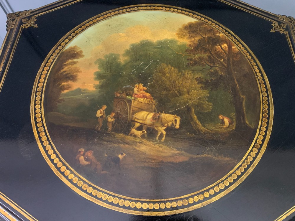 Victorian Parcel Gilt Ebonised Snap Top Tripod Table View IX