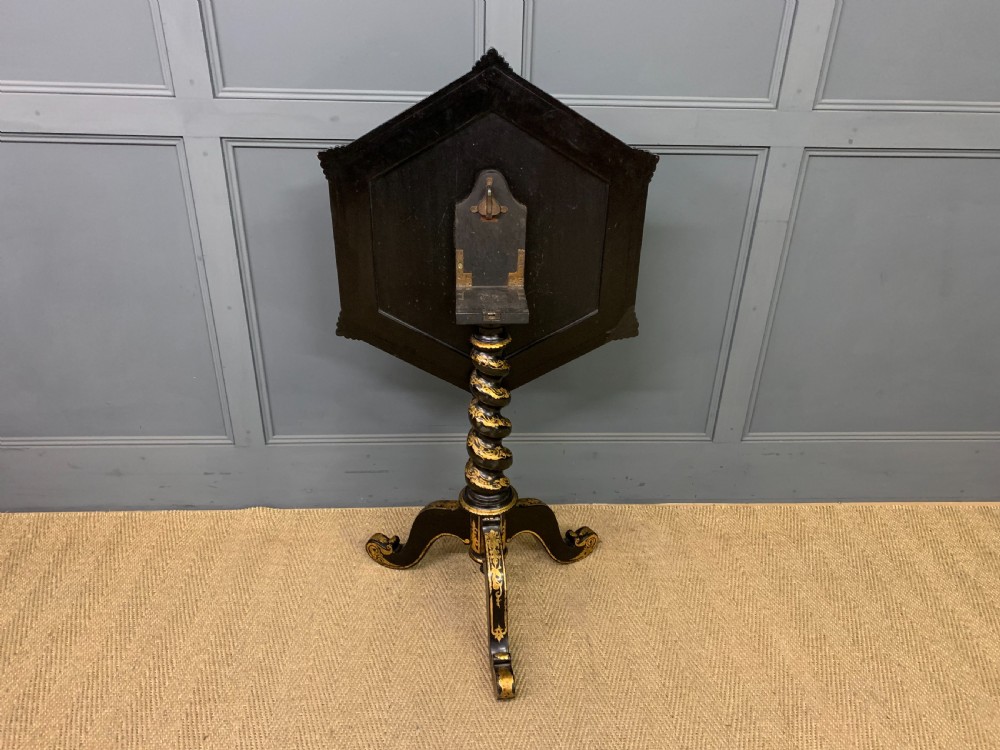 Victorian Parcel Gilt Ebonised Snap Top Tripod Table View XIII
