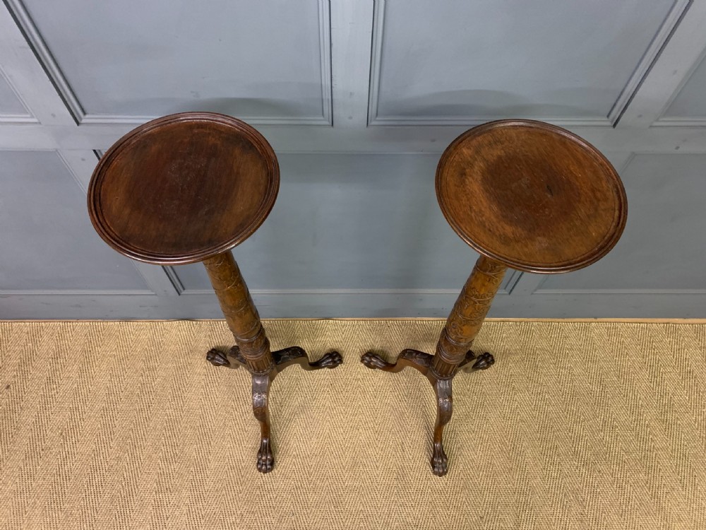 Pair of Victorian Mahogany Torcheres View III