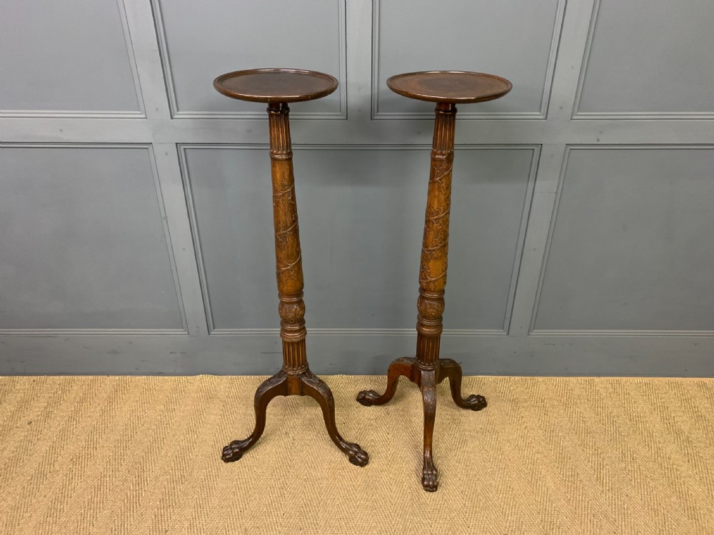 Pair of Victorian Mahogany Torcheres View IV