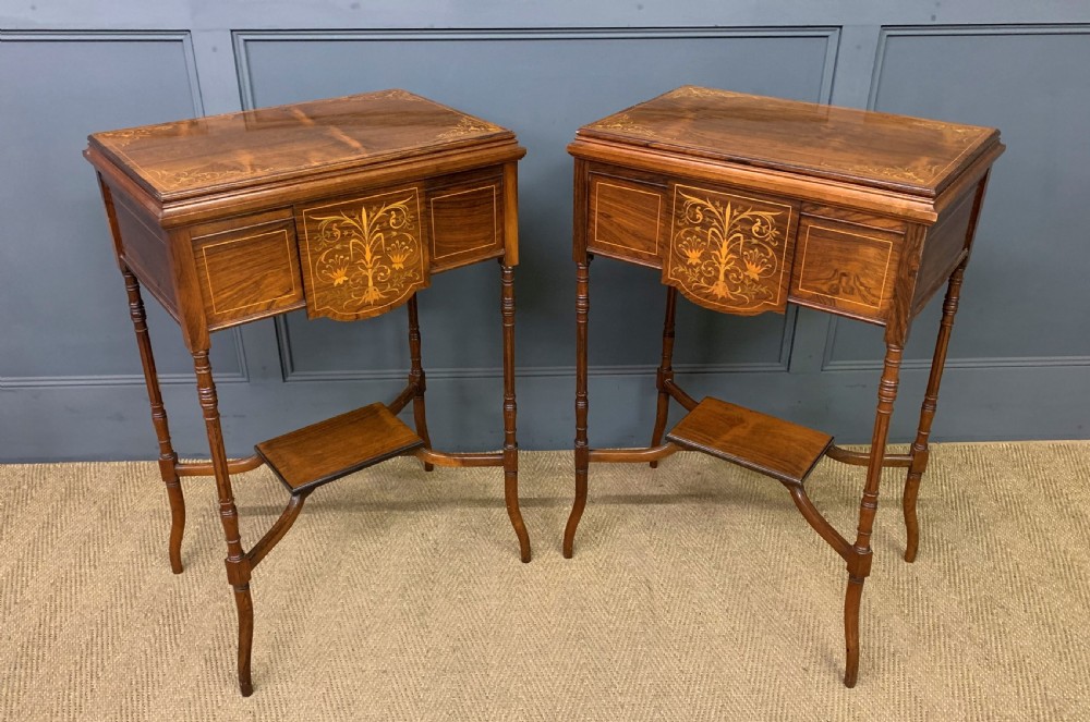 Pair of Inlaid Rosewood Jardinieres