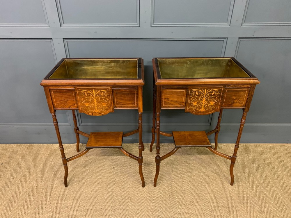 Pair of Inlaid Rosewood Jardinieres View V