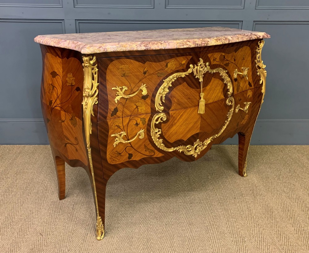 Louis XVI Style Bombe Marble Topped Commode