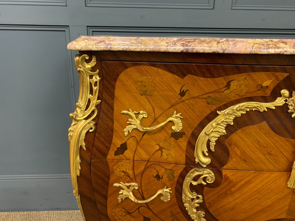 Louis XVI Style Bombe Marble Topped Commode View VI