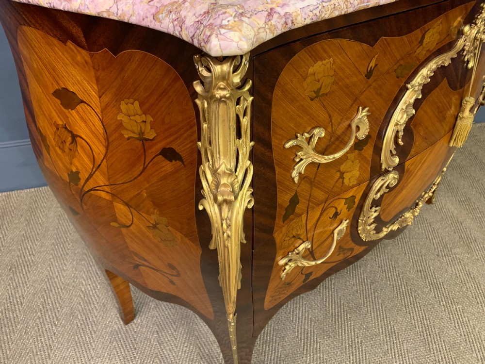 Louis XVI Style Bombe Marble Topped Commode View XII