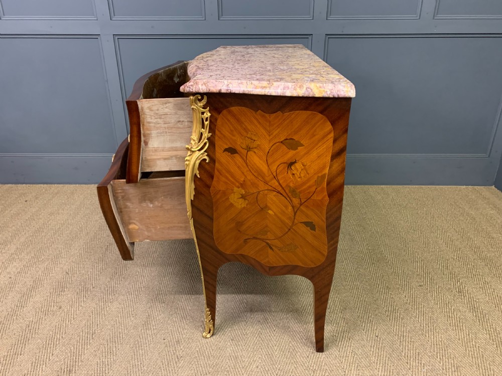 Louis XVI Style Bombe Marble Topped Commode View XV