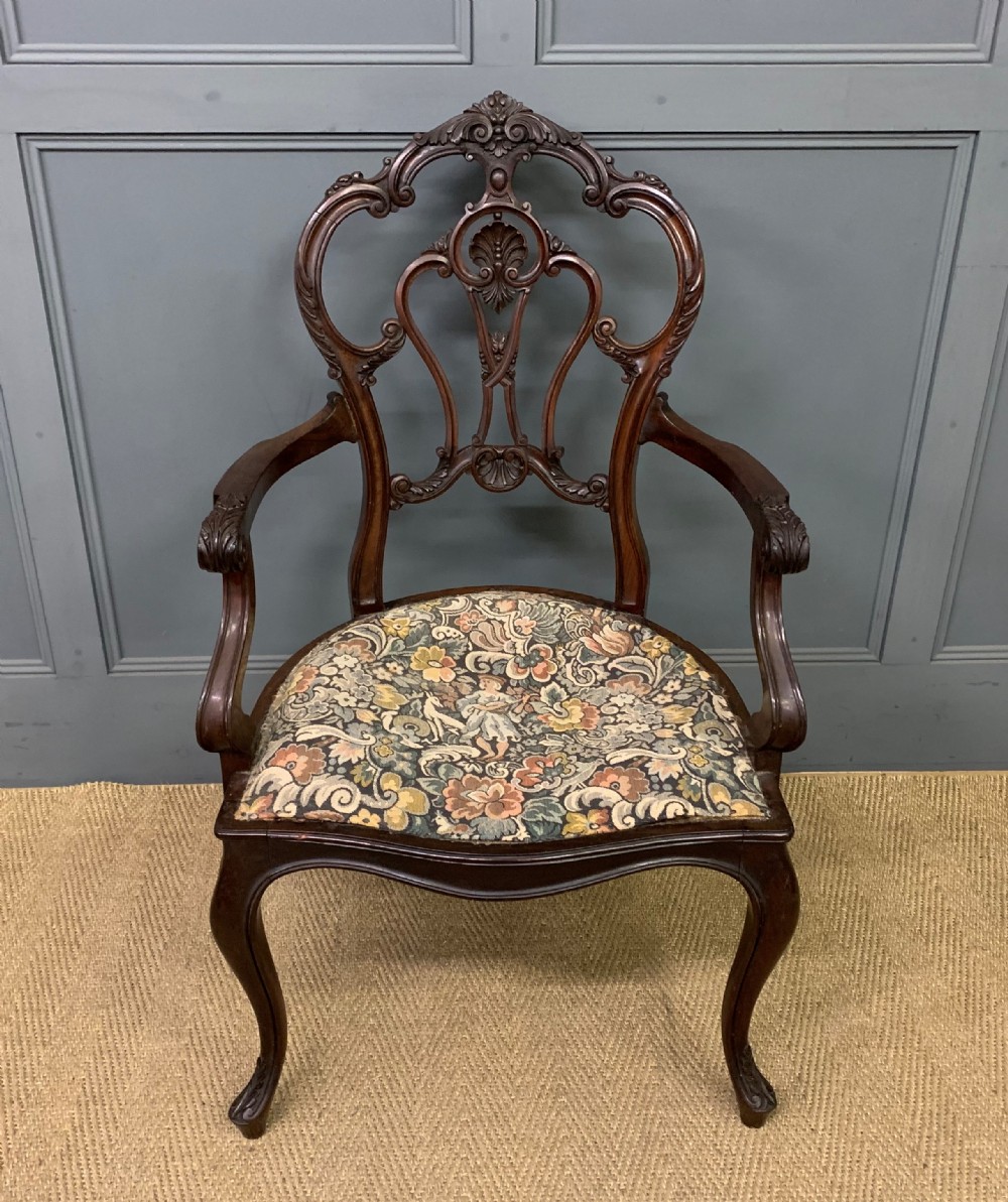Victorian Carved Mahogany Armchair