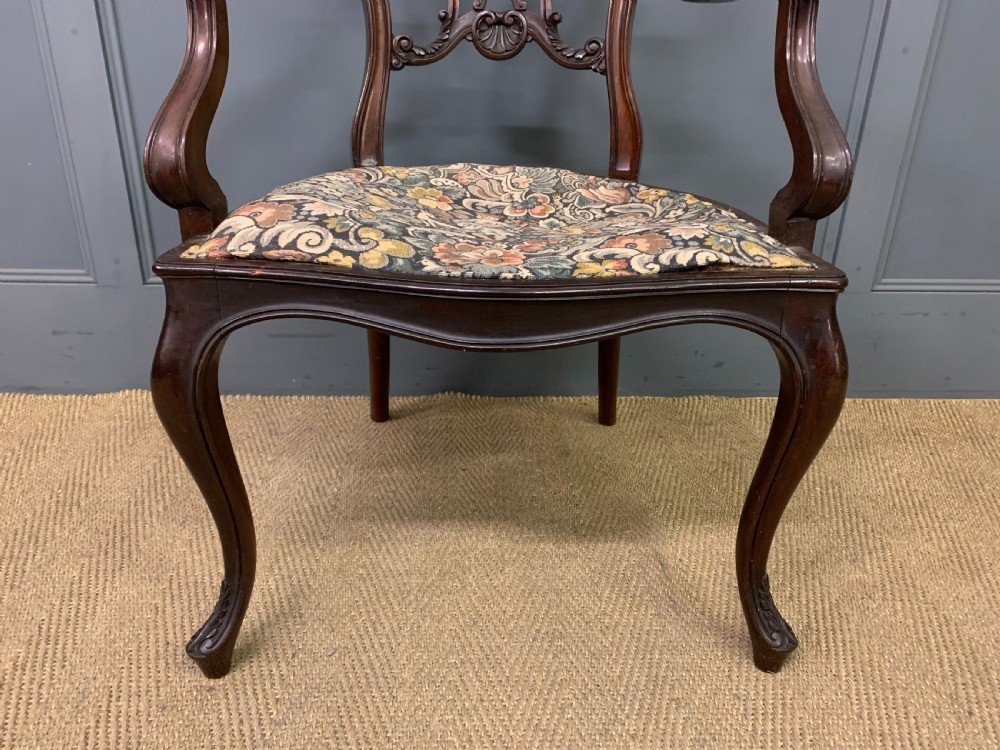 Victorian Carved Mahogany Armchair View II