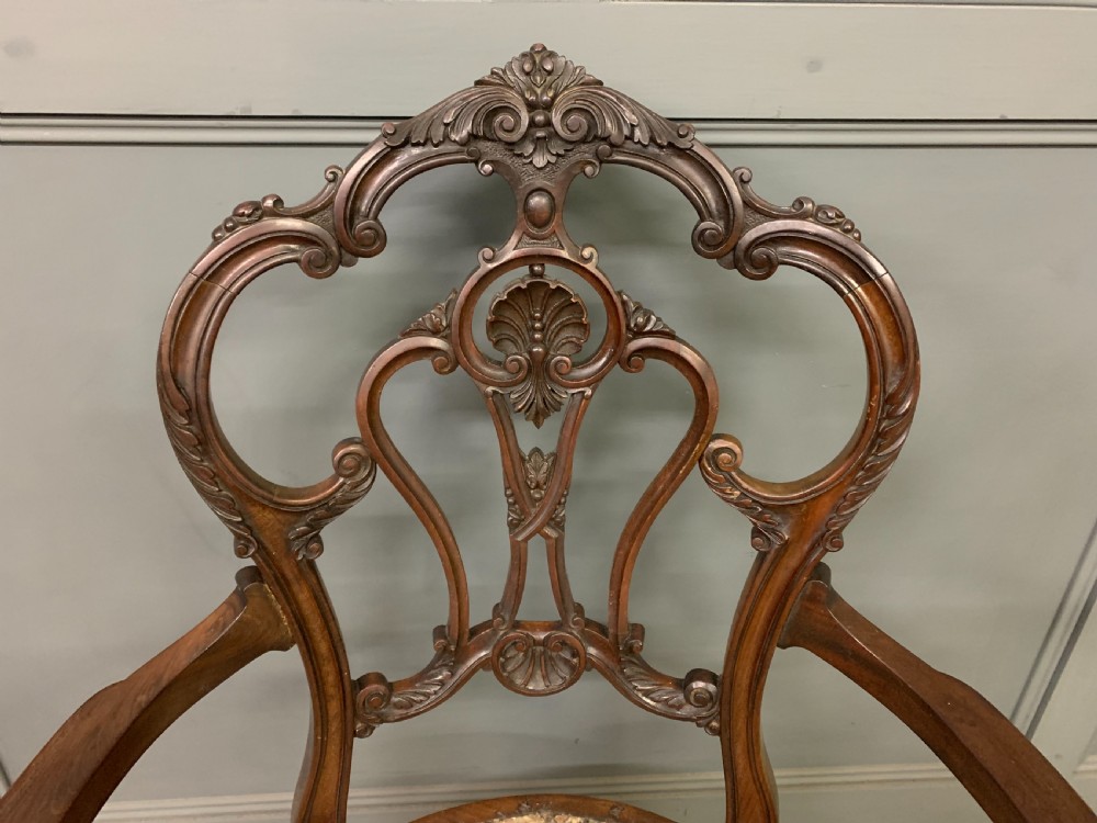 Victorian Carved Mahogany Armchair View III