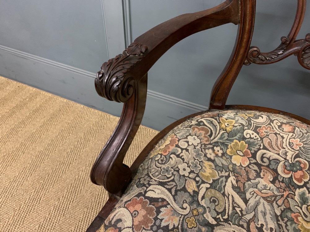 Victorian Carved Mahogany Armchair View IV