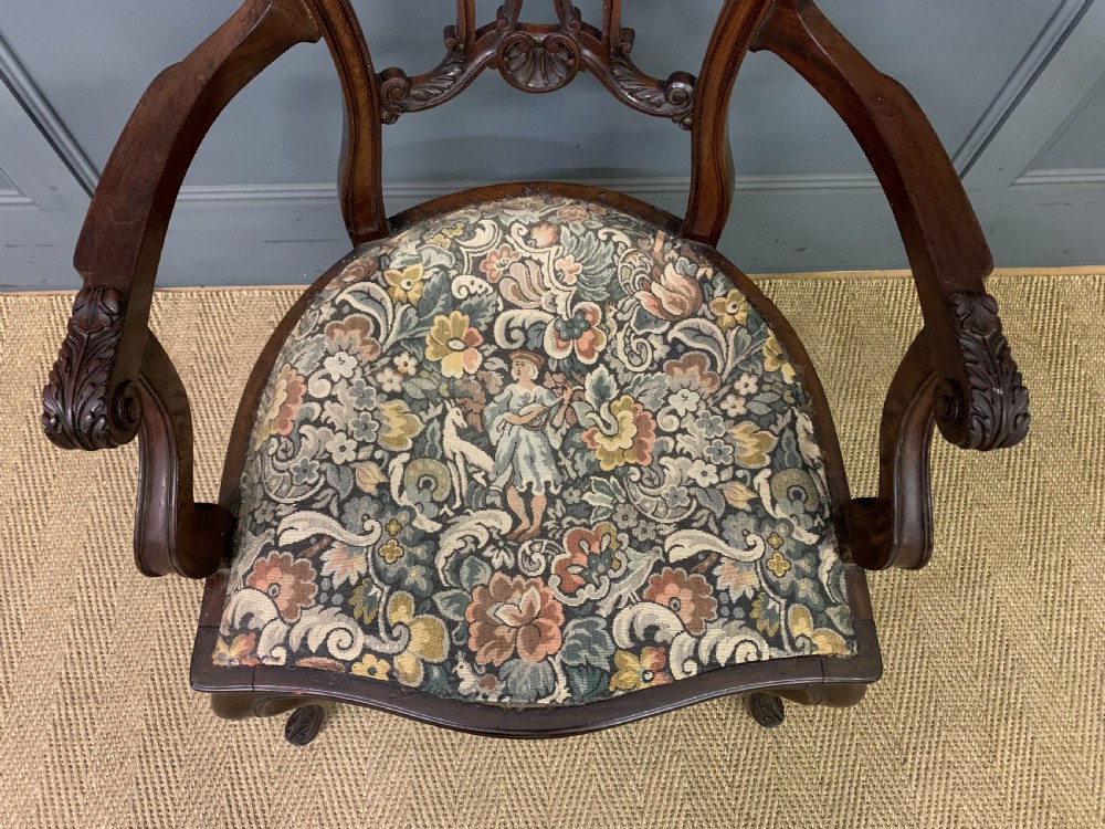 Victorian Carved Mahogany Armchair View V