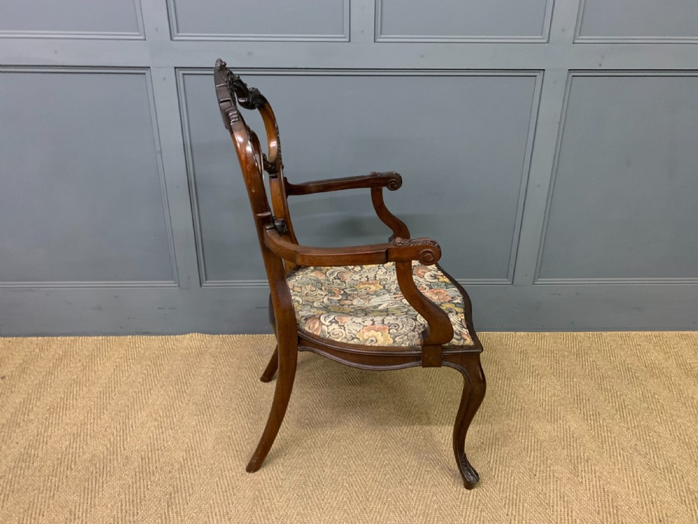 Victorian Carved Mahogany Armchair View VII