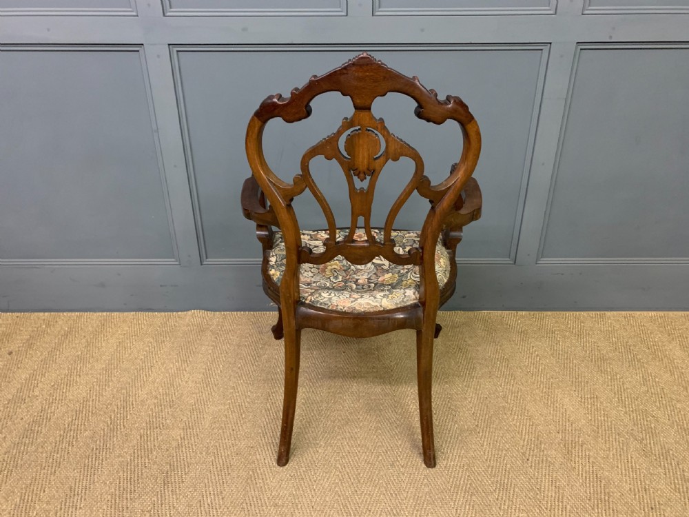 Victorian Carved Mahogany Armchair View VIII