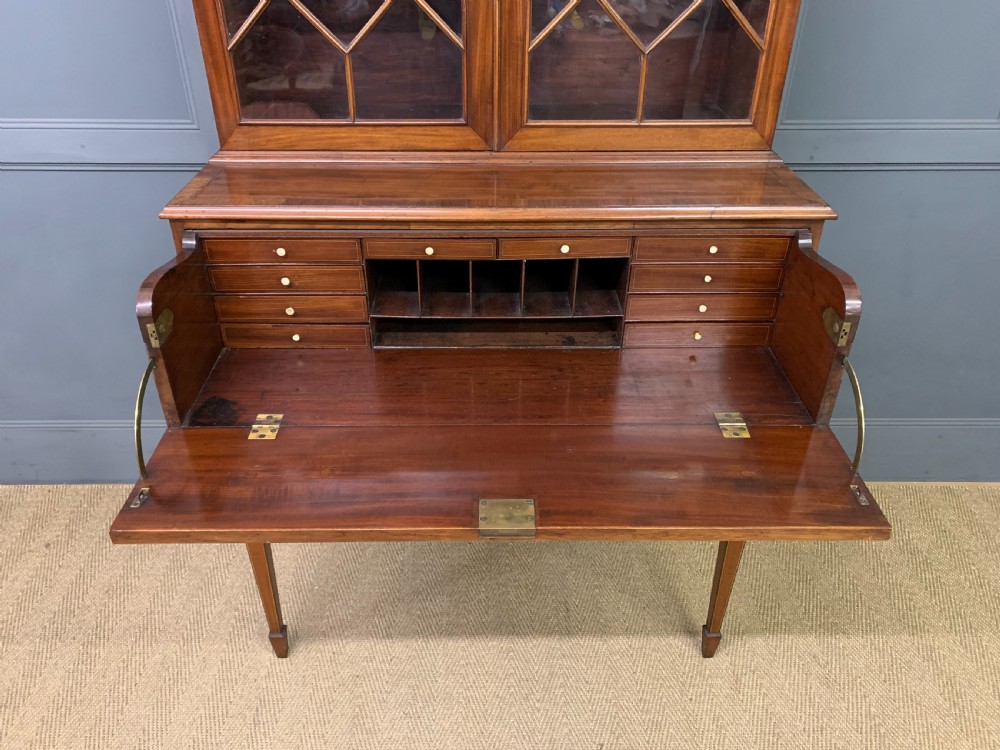 George III Inlaid Mahogany Secretaire Bookcase View III