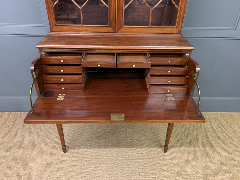 George III Inlaid Mahogany Secretaire Bookcase View IV